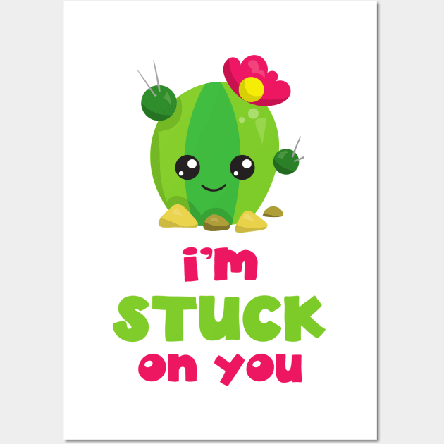 Cute Cactus, Kawaii Cactus, I'm Stuck On You Wall Art by Jelena Dunčević